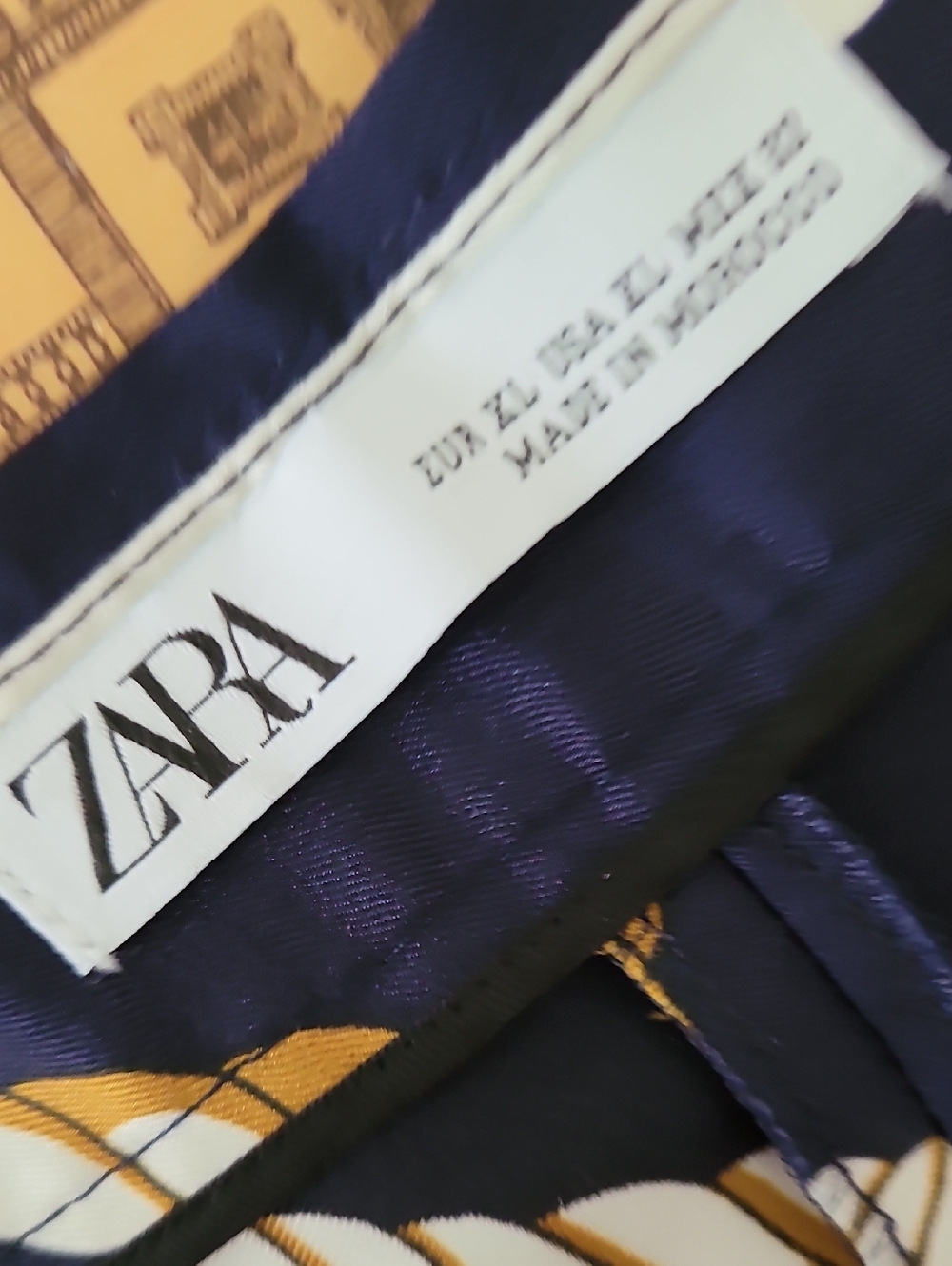 Zara Knot Print Navy Blue White High Waist Pleated Shorts Nautical Style, Sz XL - Picture 14 of 16